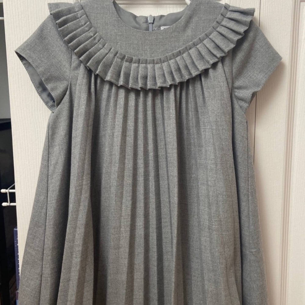 Tartine et Chocolat Grey Pleated Collar Formal Dress